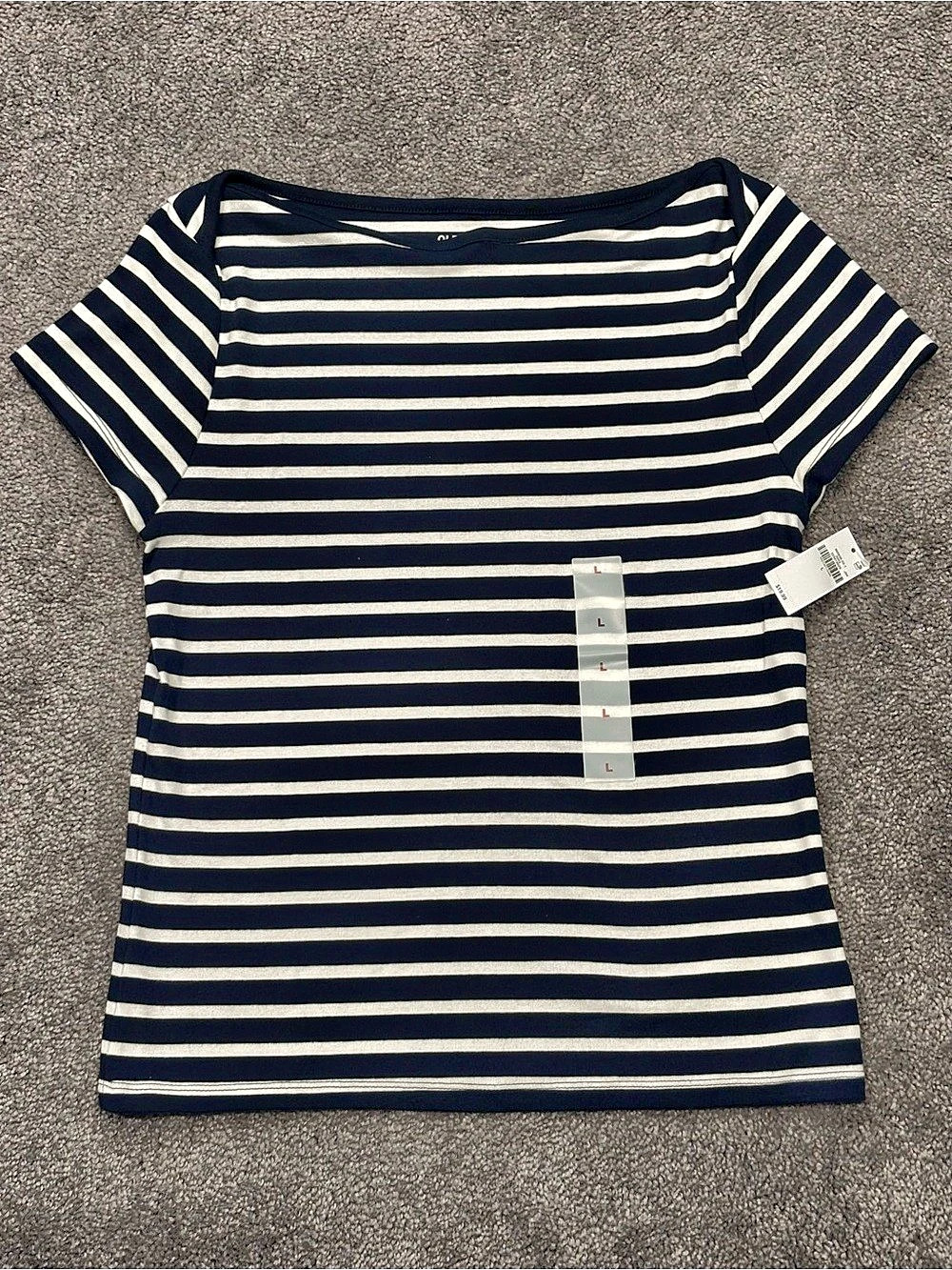 Old Navy Snug Striped Boat-Neck Tee Blue & White Size Large